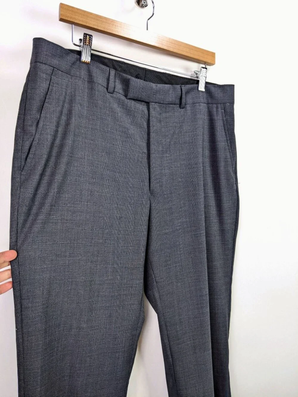 Kenneth Cole Mens Gray Wool Blend Flat Front Dress Pants Trousers Size W35